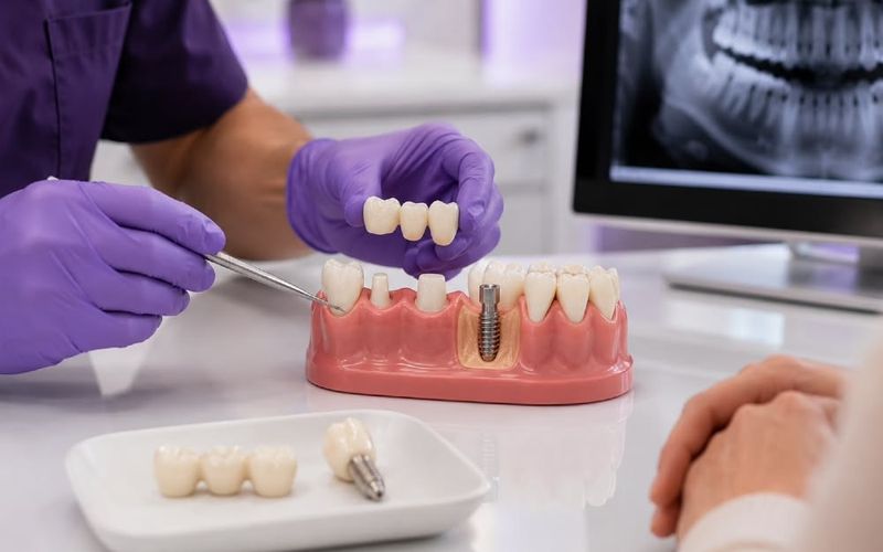 Dental implant and crown model, implant treatment planning in Delhi
