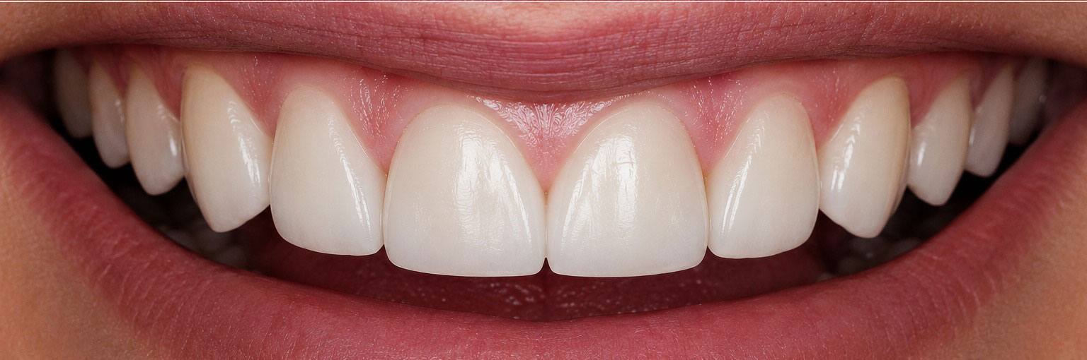 After — 6 porcelain veneers restoring length