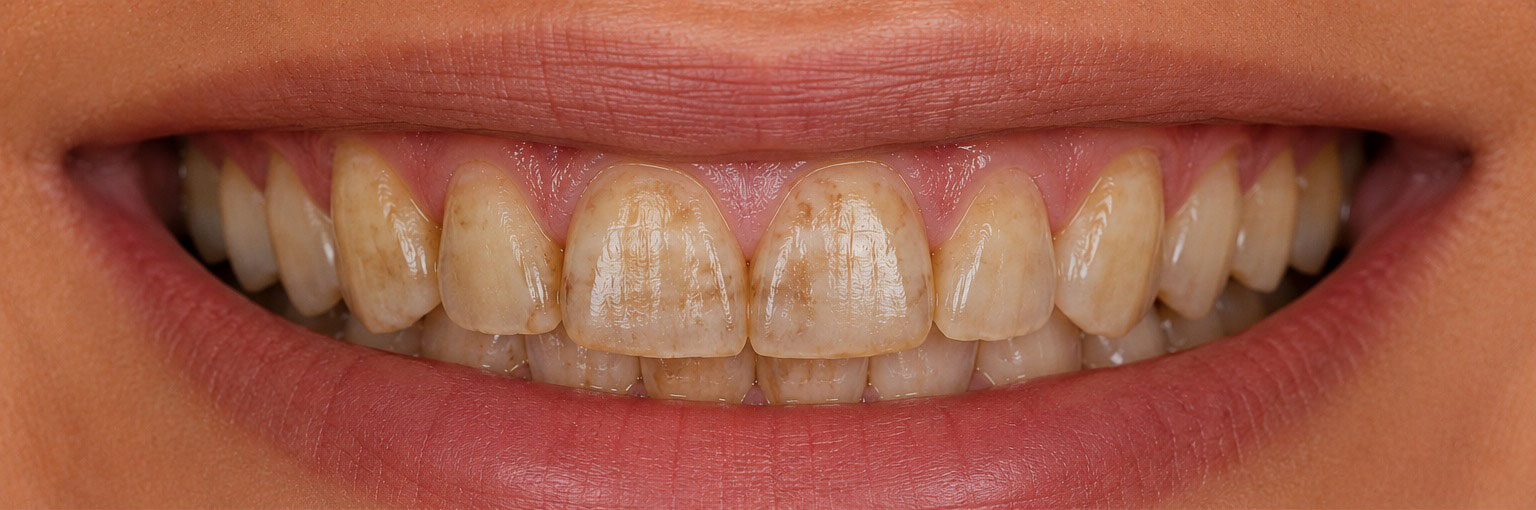 Before — tetracycline stained teeth