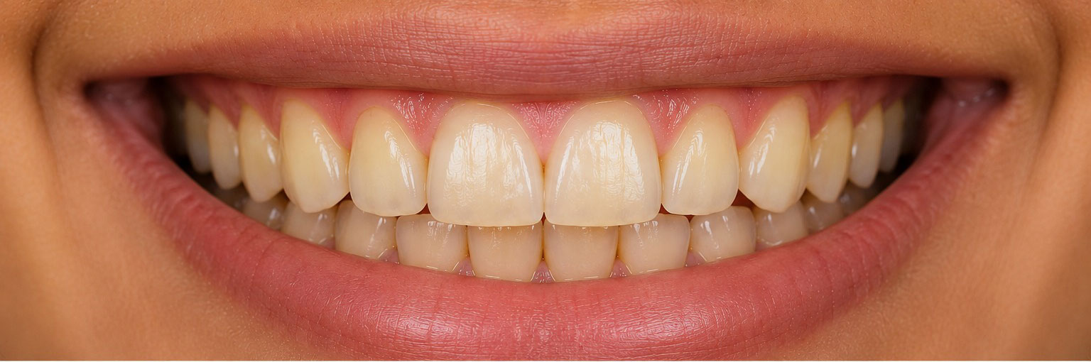 Before — yellowed teeth pre-whitening