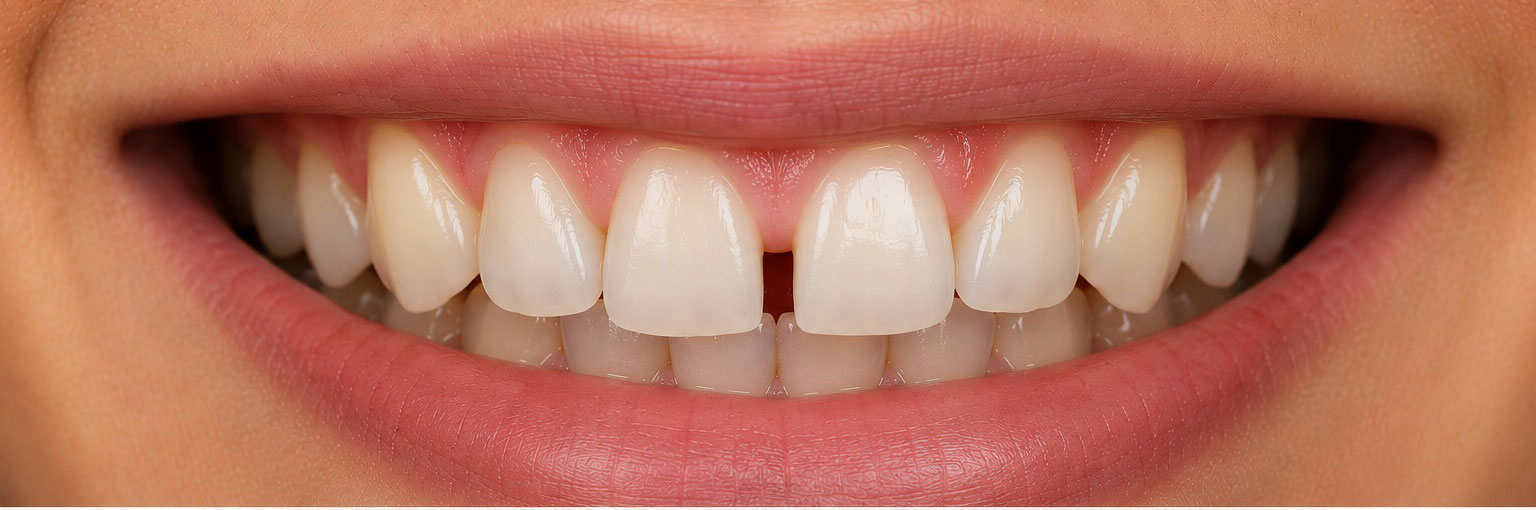Before — small gap between front teeth
